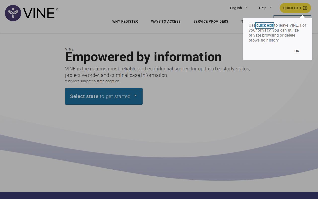 VINELink state custody search and alert service