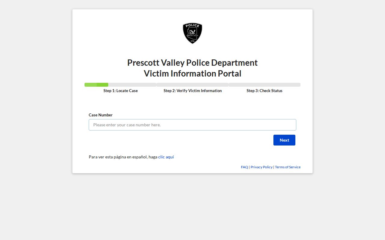 Prescott Valley recent arrest CommunityConnect case-status portal